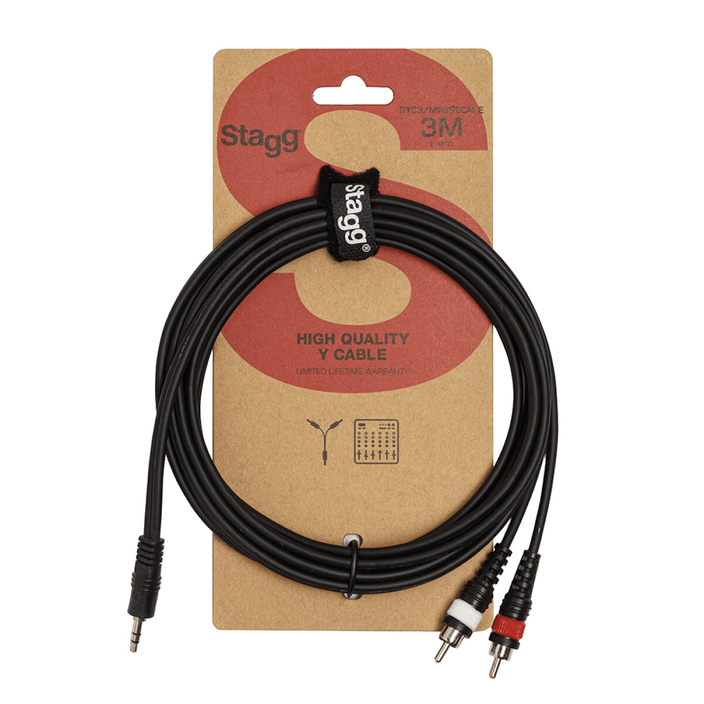 キャサリンページ Stagg 3M Y-kabel mini jack–2x cinch kopen – audiokabel bij Music