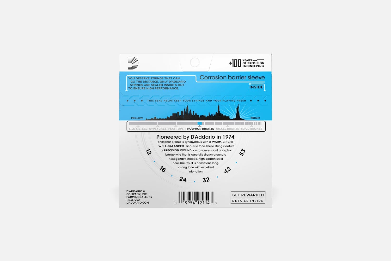 D'Addario EJ16 Phosphor Bronze Light 012-053 (5317658640548)