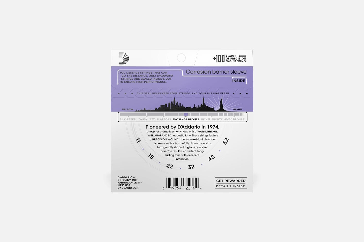 D'Addario EJ26 Phosphor Bronze Custom Light .011-.052 (5317720703140)