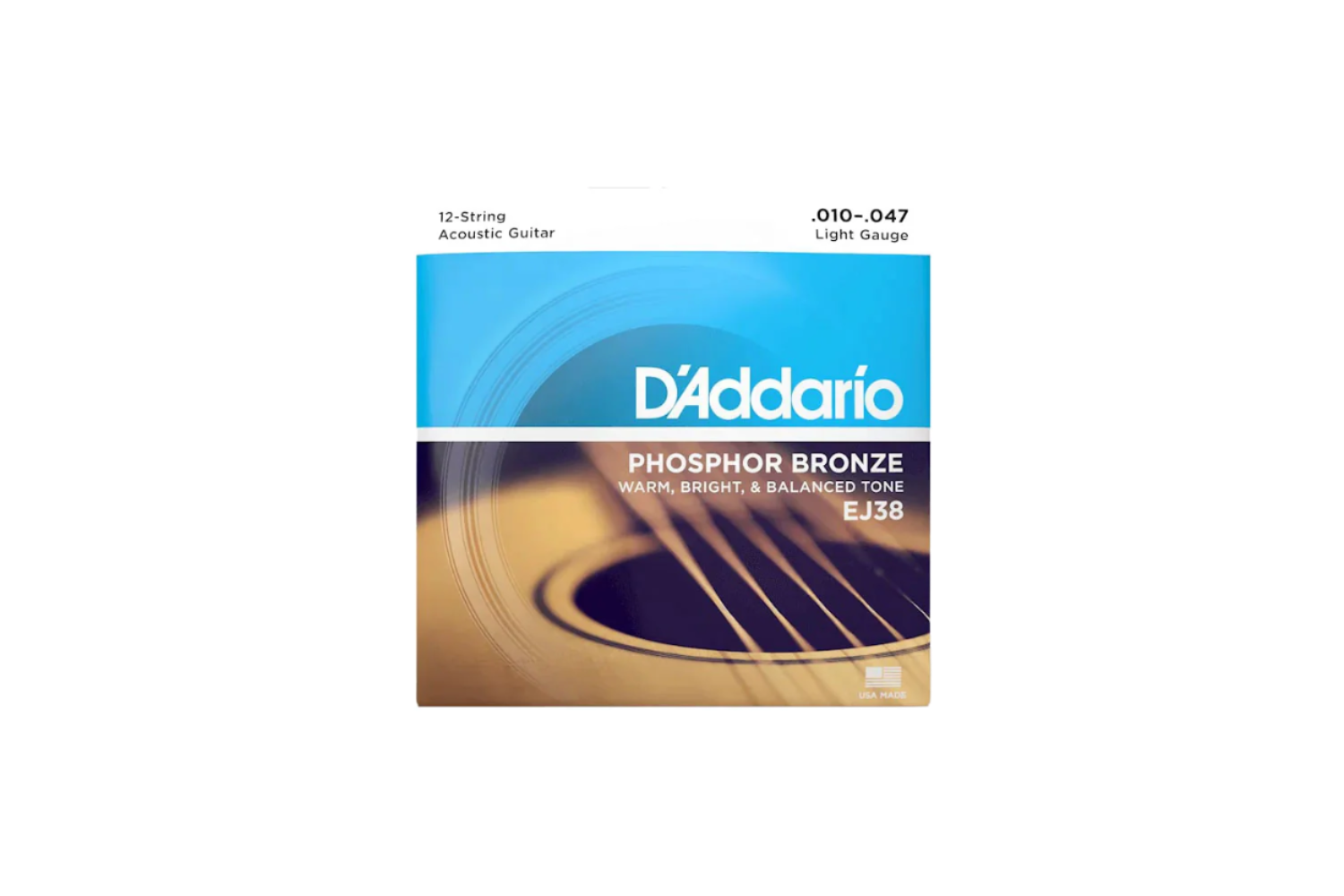 D'Addario Light EJ38 Phosphor bronze 010-047 (12-snarig)