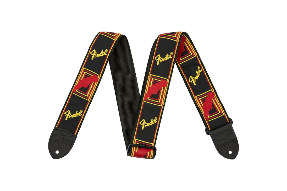 Fender monogrammed 2&quot; black/yellow/red gitaarband