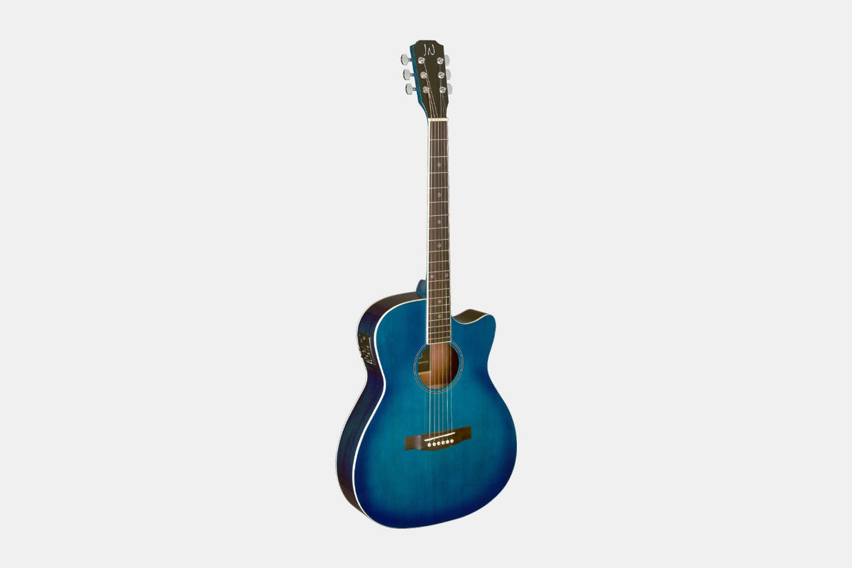 J.N Guitars BES-ACE TBB - Semi-Akoestische gitaar Transparant Blue