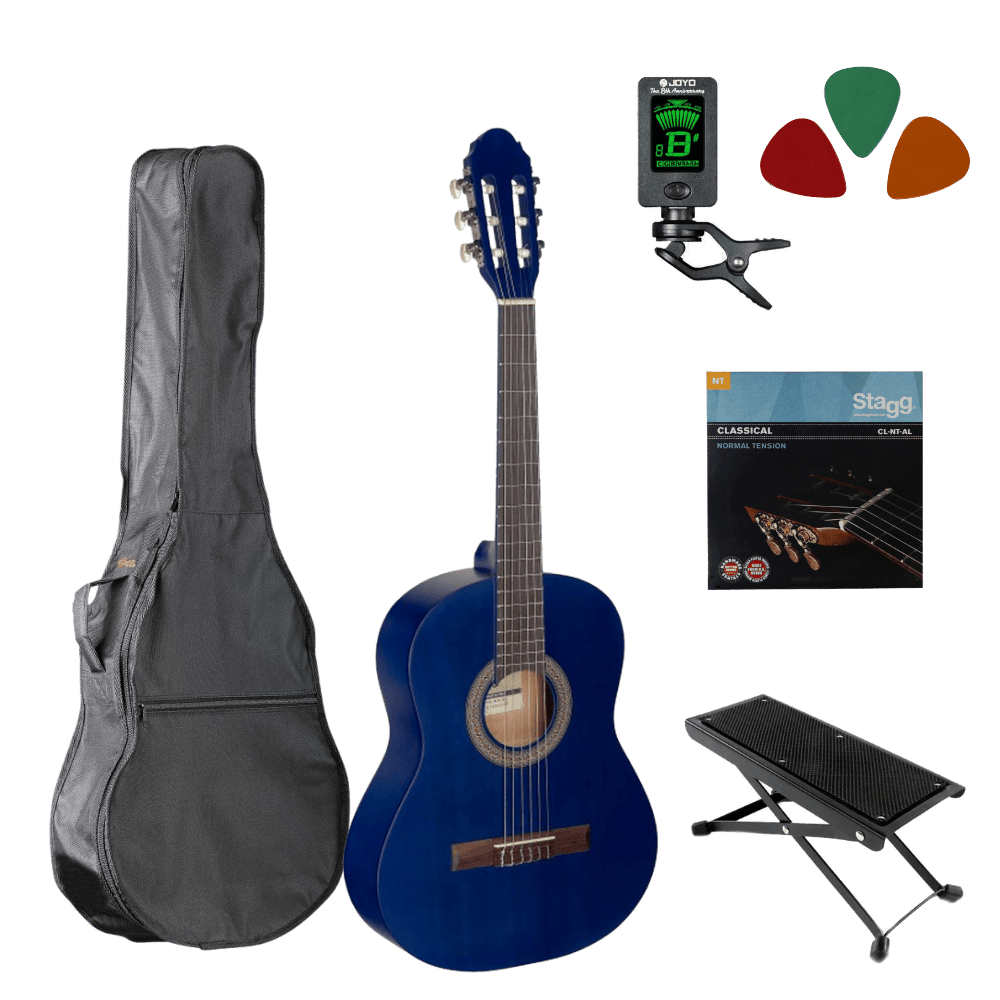 Klassieke gitaar starterset 1/2 Blauw