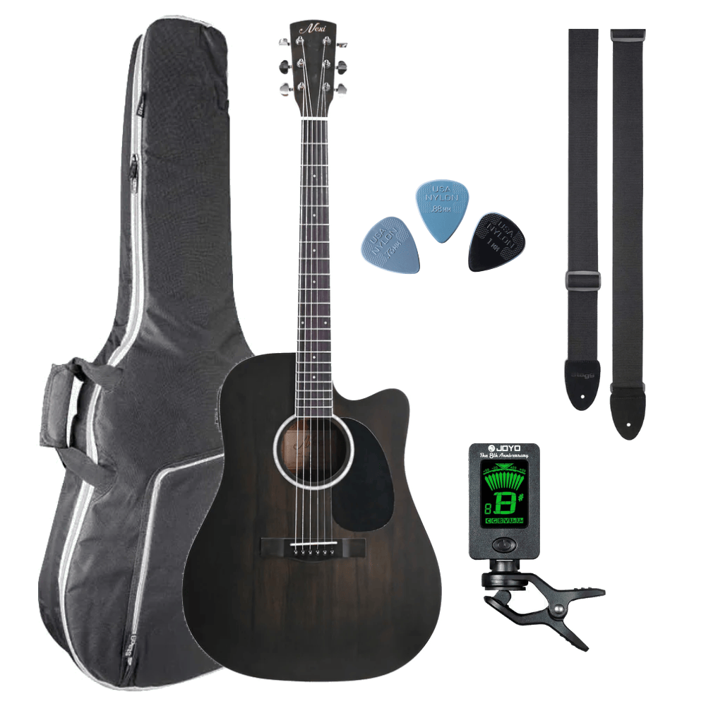 NX Semi-Akoestische Gitaar Zwart Essentials Pakket