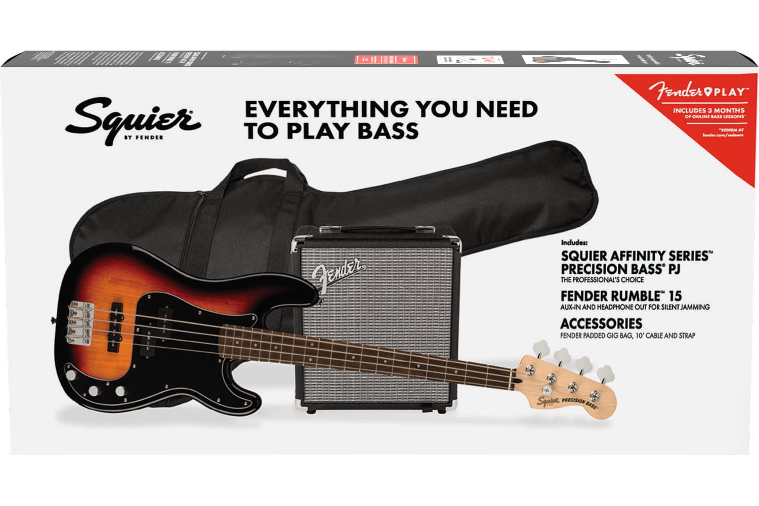 Squier Affinity Precision Bass PJ Pack Sunburst + Rumble 15G