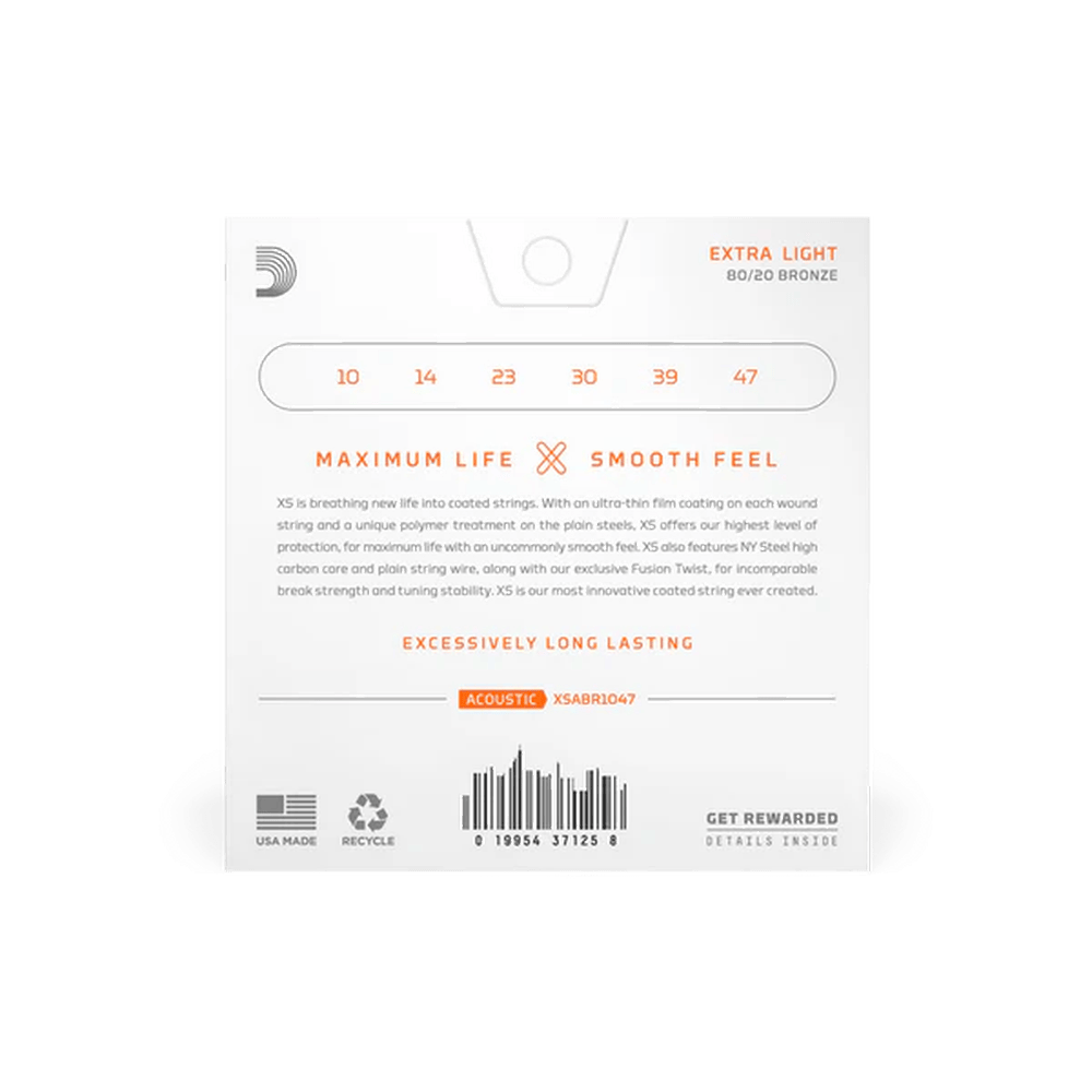 D'Addario XSABR1047 80/20 Bronze Coated 010-047