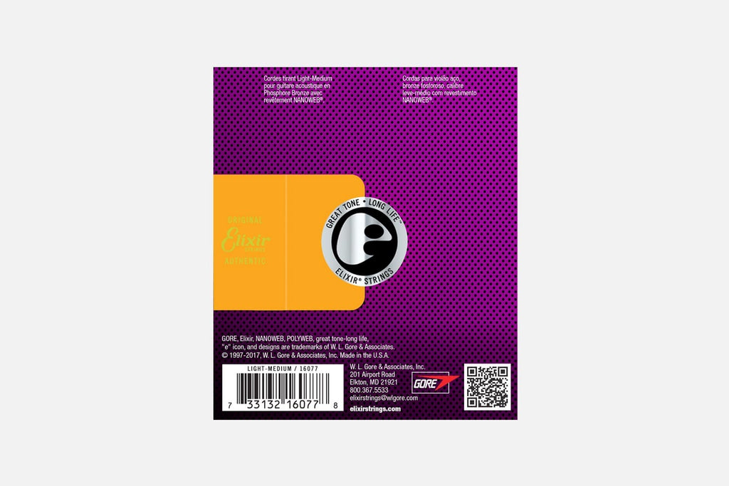 Elixir Nanoweb 16077 Light-Medium Phosphor Bronze 012-056 (5317939200164)