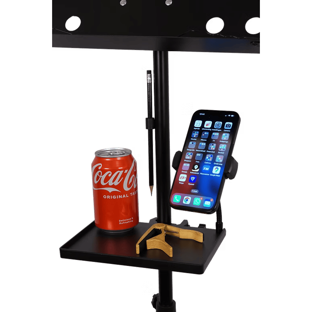 CLX Lessenaar - Music Stand Music Stand with Accessory Tray + Phone Clamp