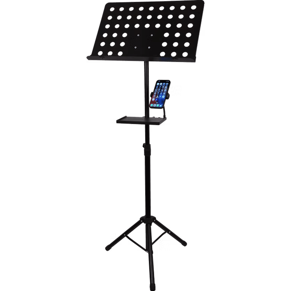 CLX Lessenaar - Music Stand Music Stand with Accessory Tray + Phone Clamp