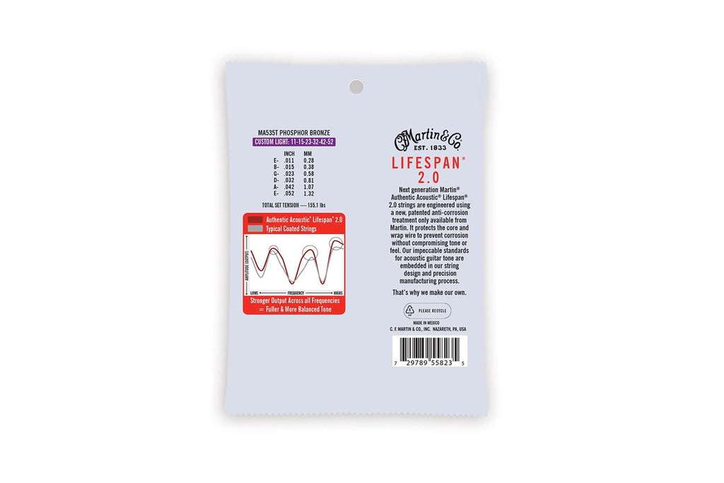 Martin MA540T 012-054 Light Lifespan Western snaren Phosphor Bronze, Authentic, Treated