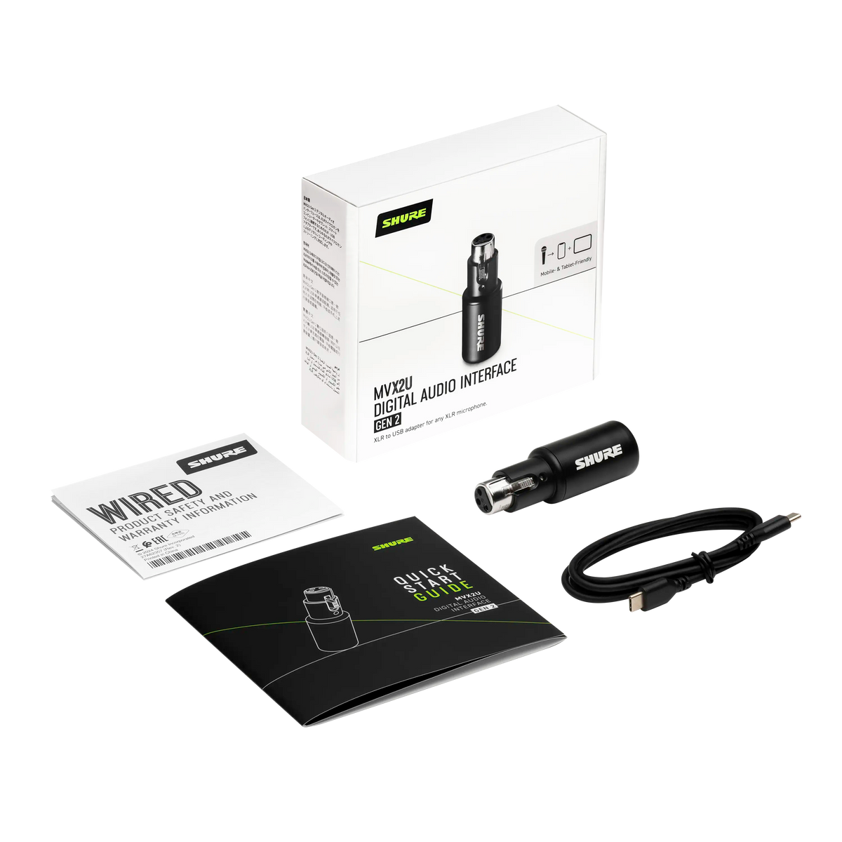 Shure MVX2U Gen 2 XLR naar USB-C interface